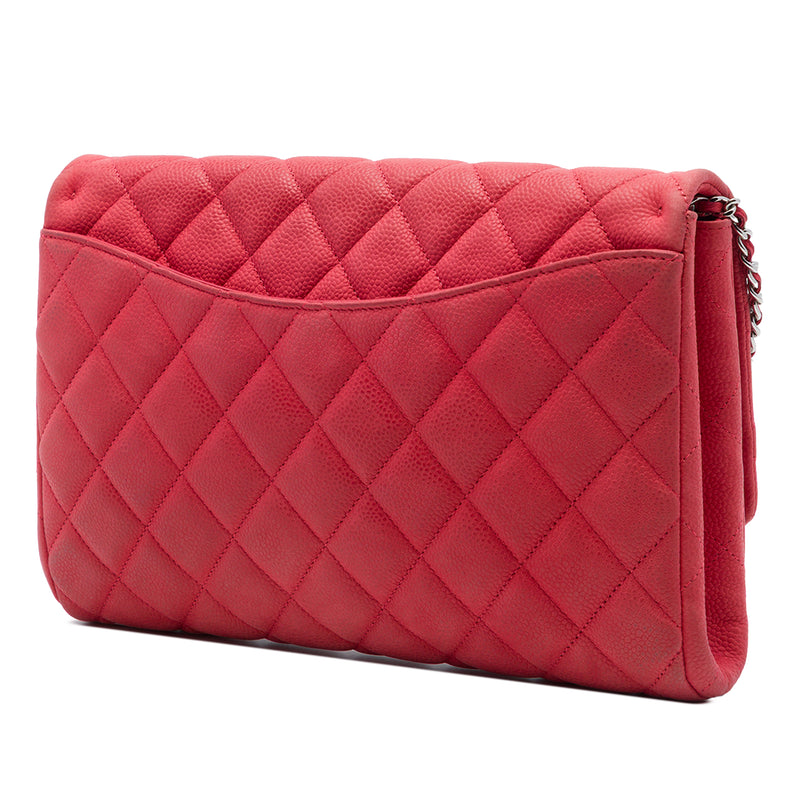 CC Quilted Caviar Flap Clutch with Chain - Image 2