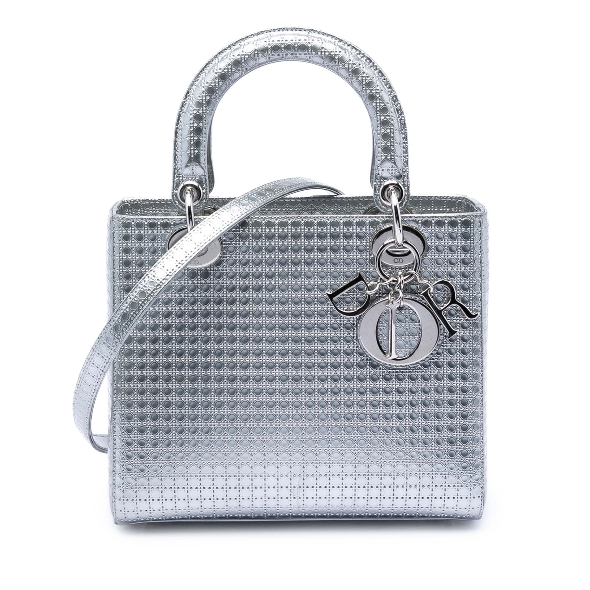 Medium Metallic Patent Microcannage Lady Dior - Image 1