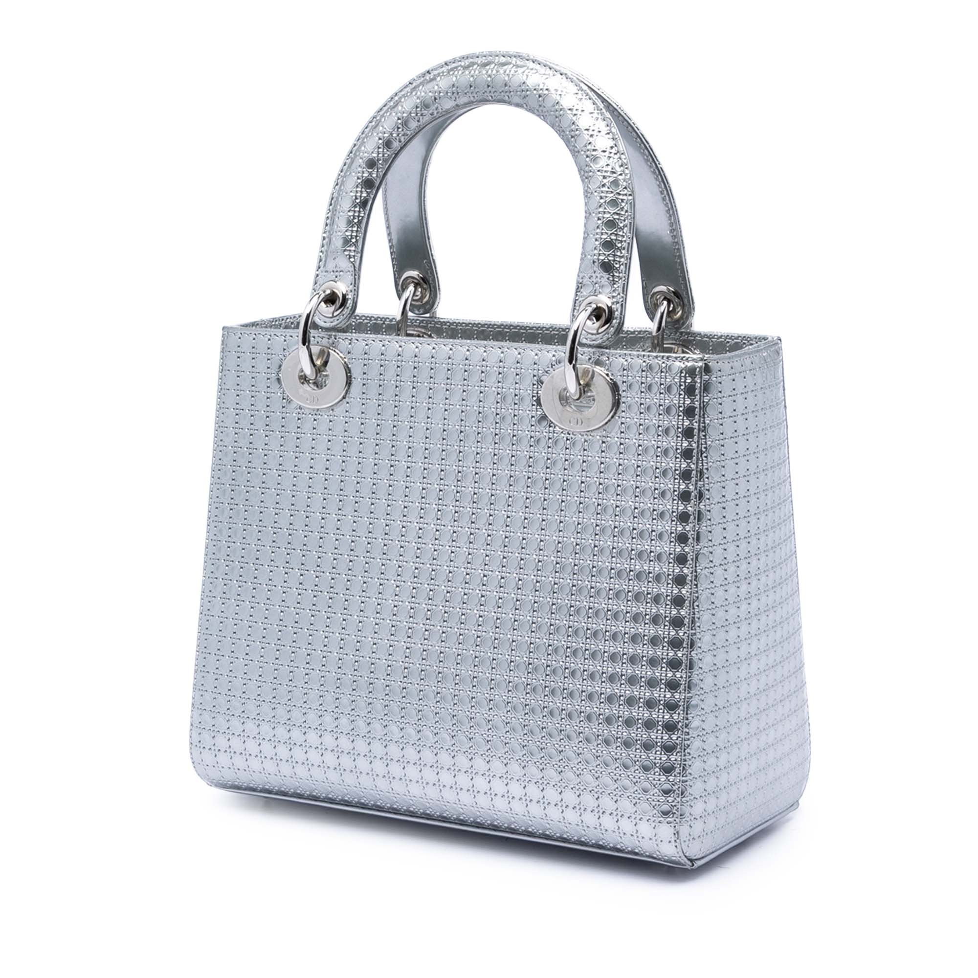Medium Metallic Patent Microcannage Lady Dior - Image 2
