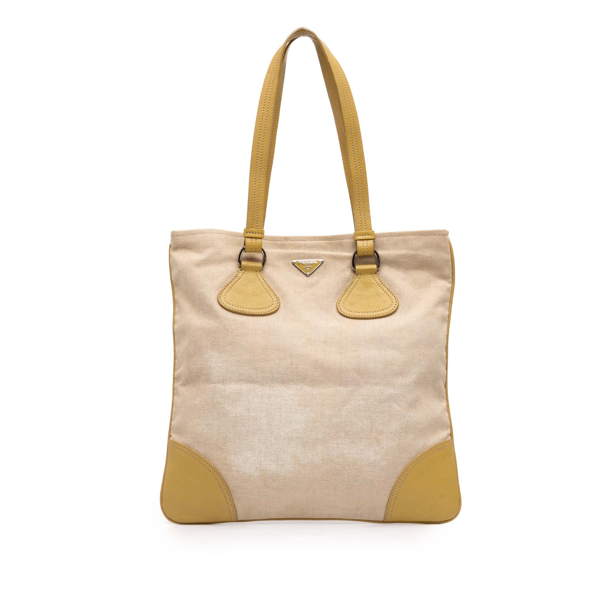 Vitello Trimmed Canvas Canapa Tote - Image 1
