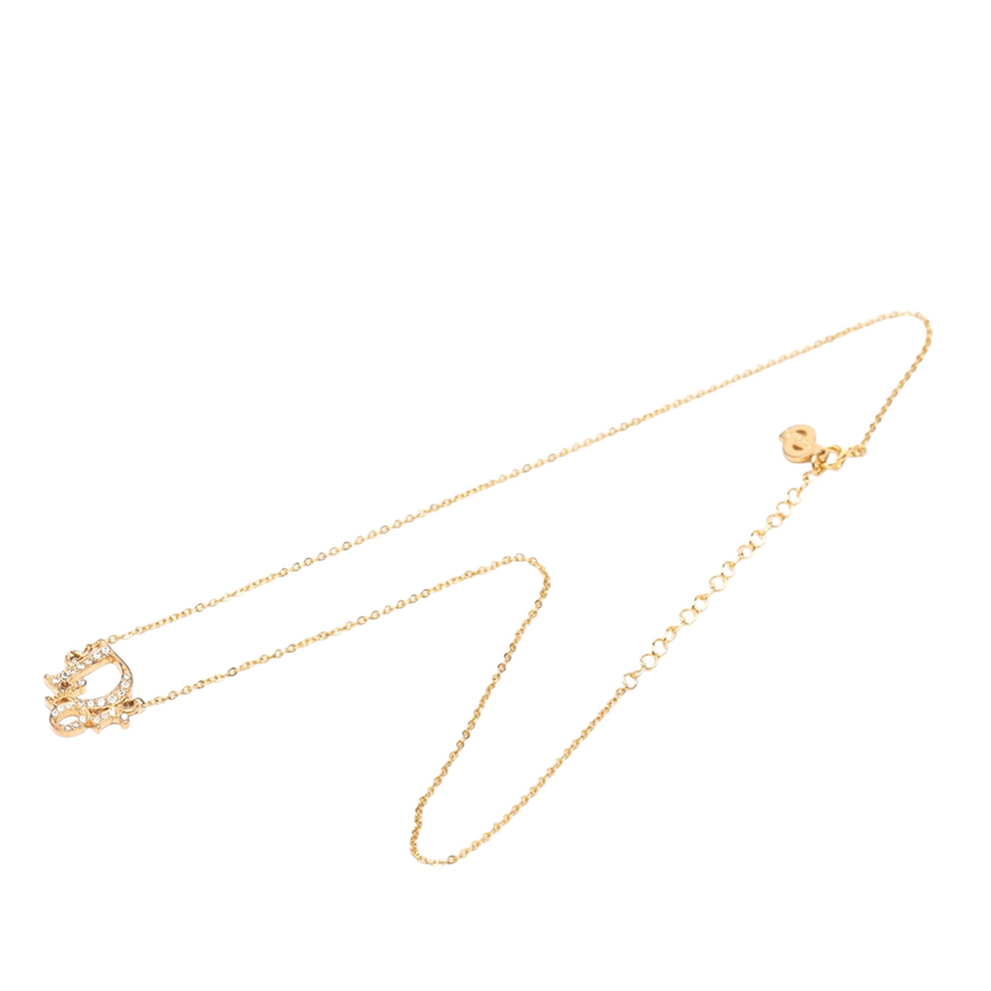 Gold Plated Oblique Strass Necklace - Image 1