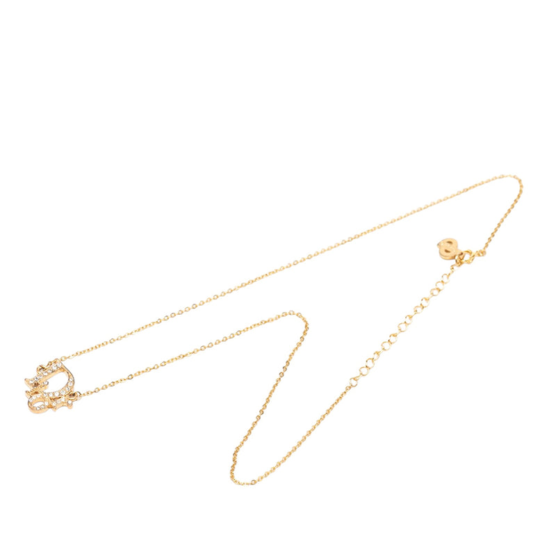 Gold Plated Oblique Strass Necklace