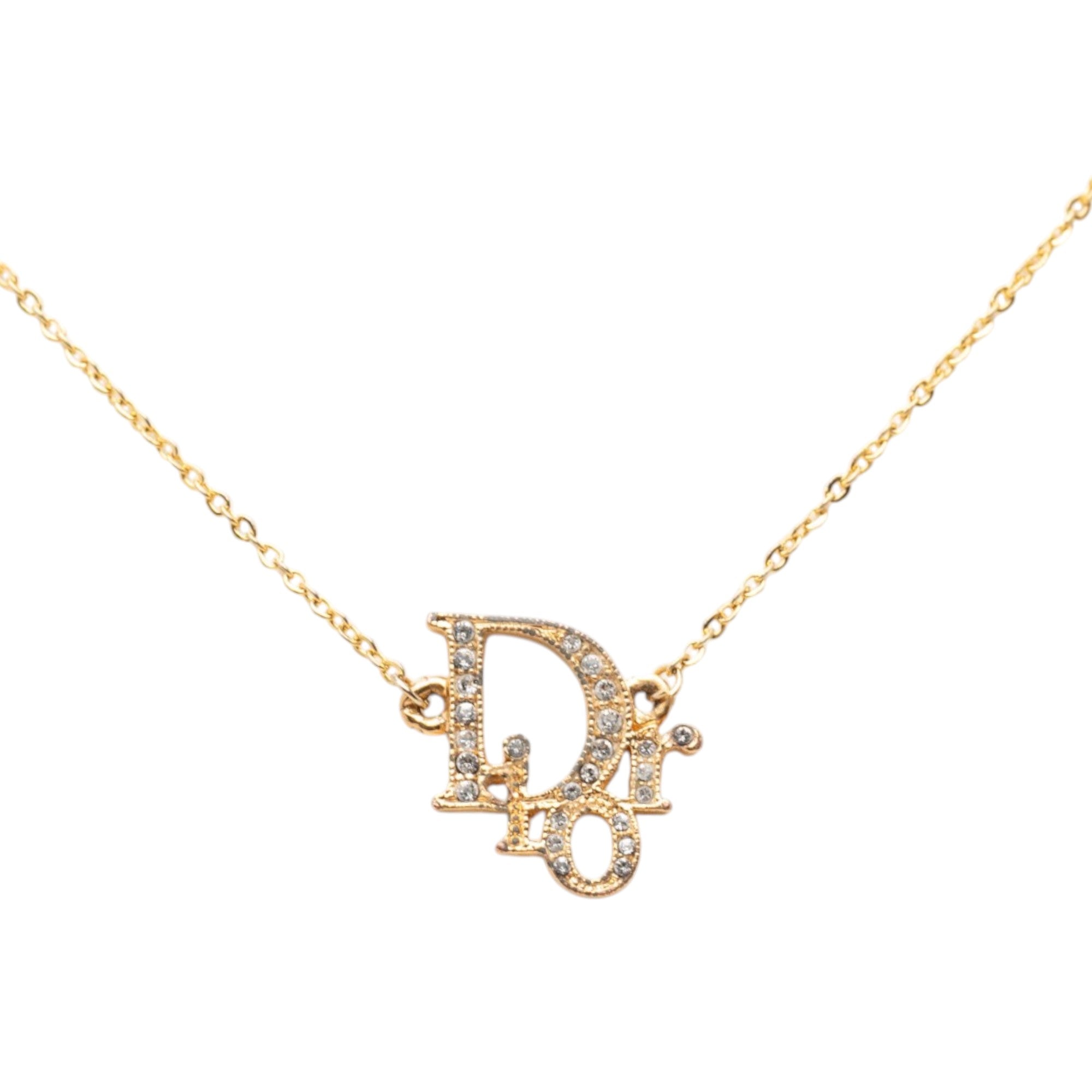 Gold Plated Oblique Strass Necklace - Image 2