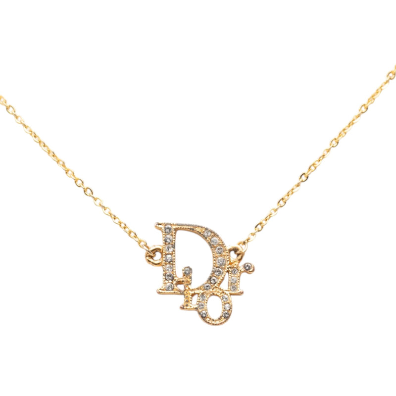 Gold Plated Oblique Strass Necklace - Image 2