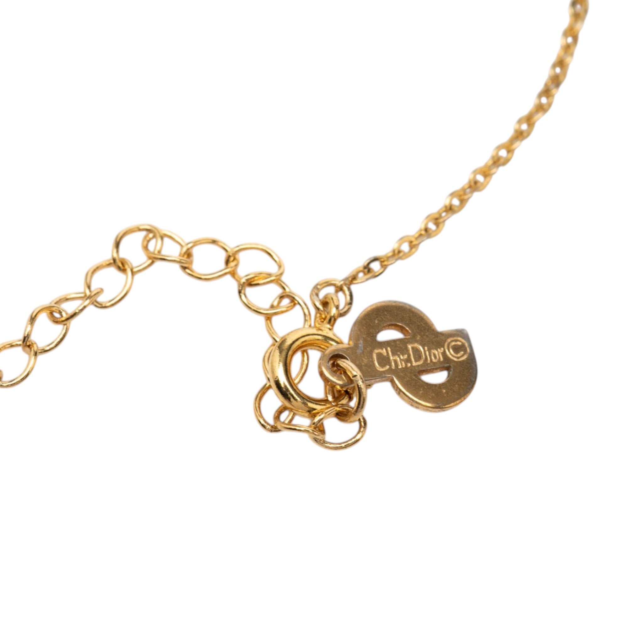 Gold Plated Oblique Strass Necklace - Image 4