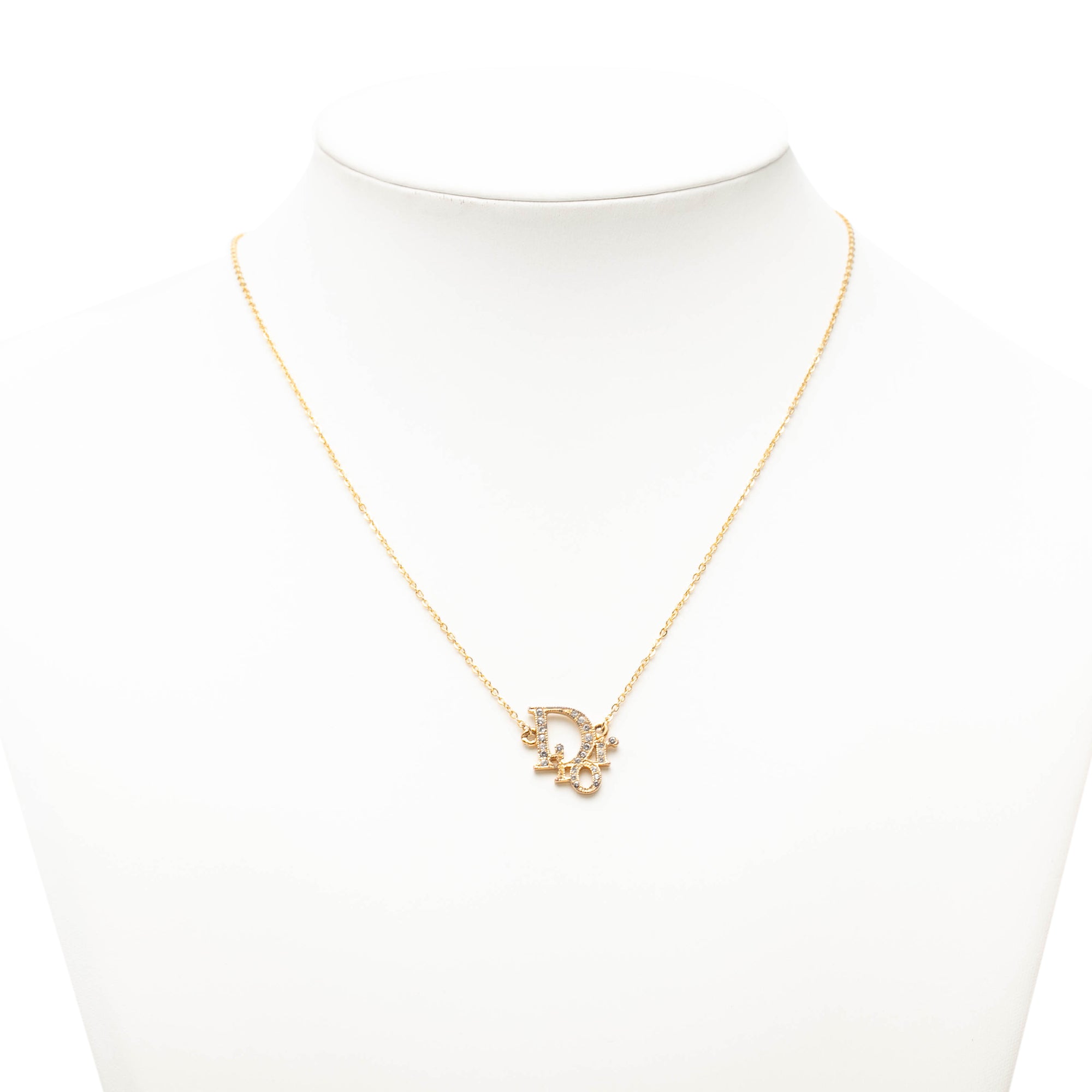Gold Plated Oblique Strass Necklace - Image 6