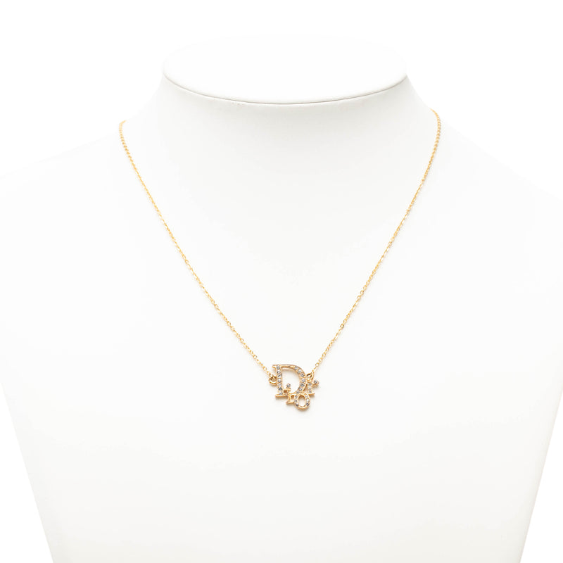 Gold Plated Oblique Strass Necklace - Image 6