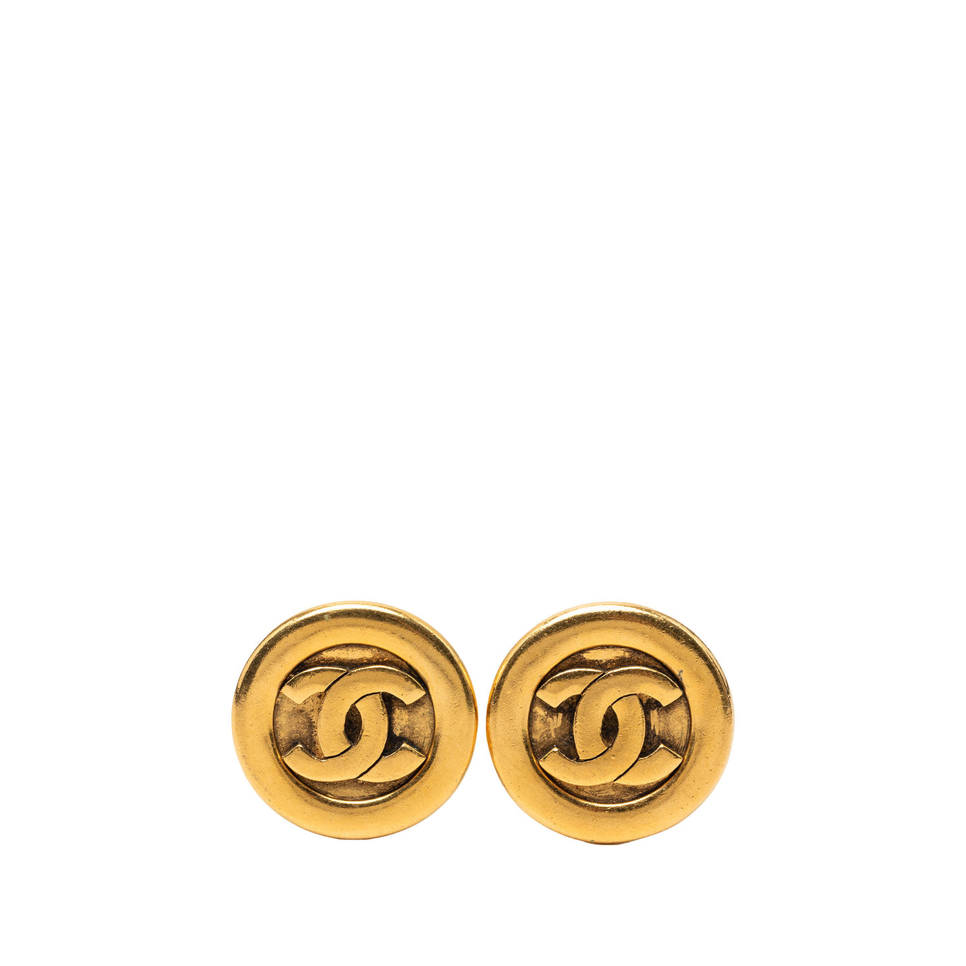 CC Gold Plated Round Clip On Earrings - Image 1