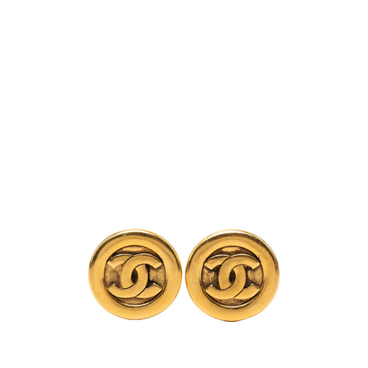 CC Gold Plated Round Clip On Earrings - Image 1