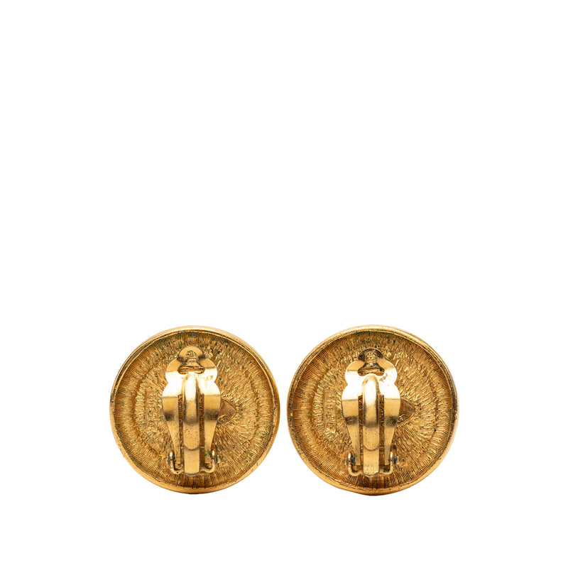 CC Gold Plated Round Clip On Earrings - Image 2