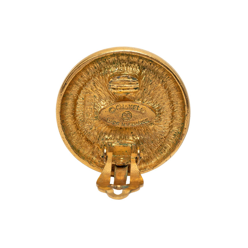 CC Gold Plated Round Clip On Earrings - Image 3