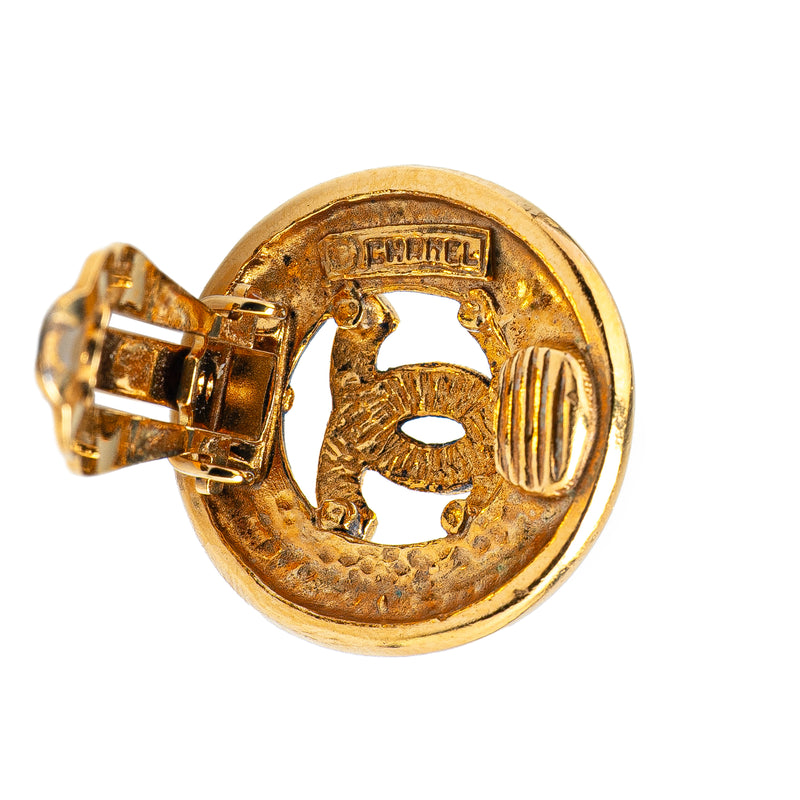 CC Gold Plated Round Clip On Earrings - Image 3