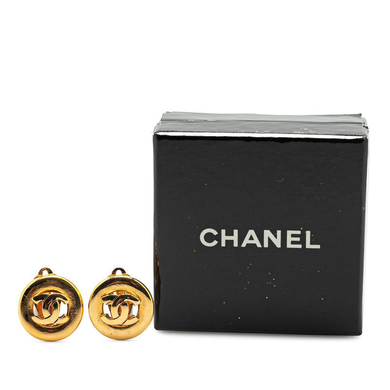 CC Gold Plated Round Clip On Earrings - Image 4