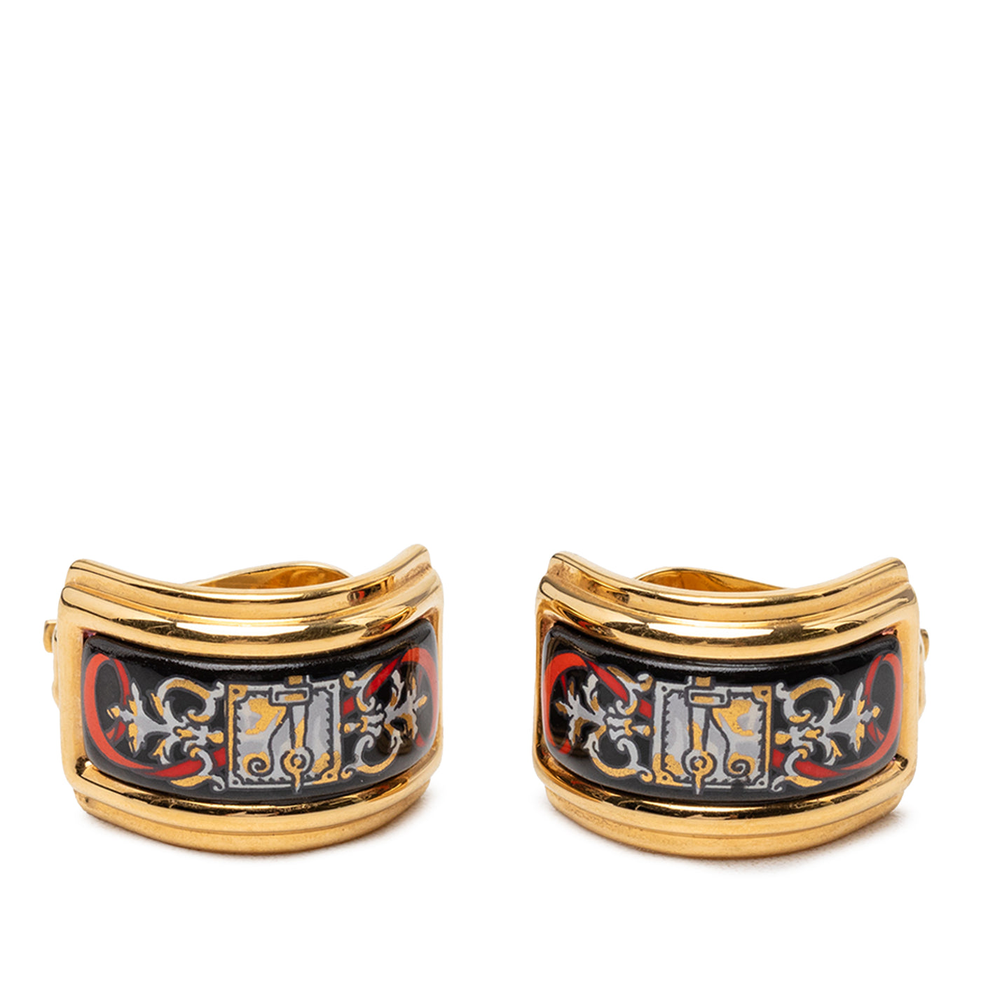 Gold Plated Enamel Cloisonne Clip On Earrings - Image 1