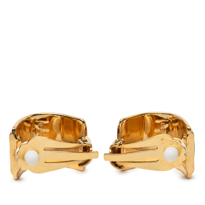 Gold Plated Enamel Cloisonne Clip On Earrings - Image 2