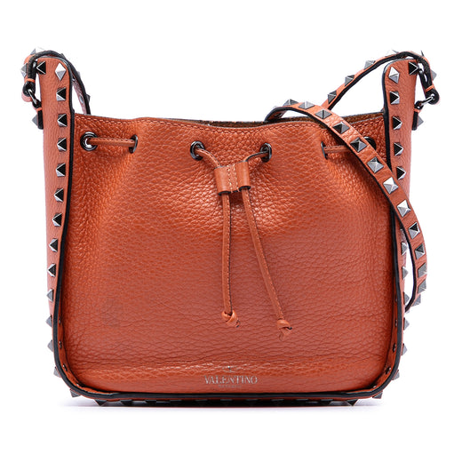 Grained Calfskin Rockstud Bucket Bag - Image 1