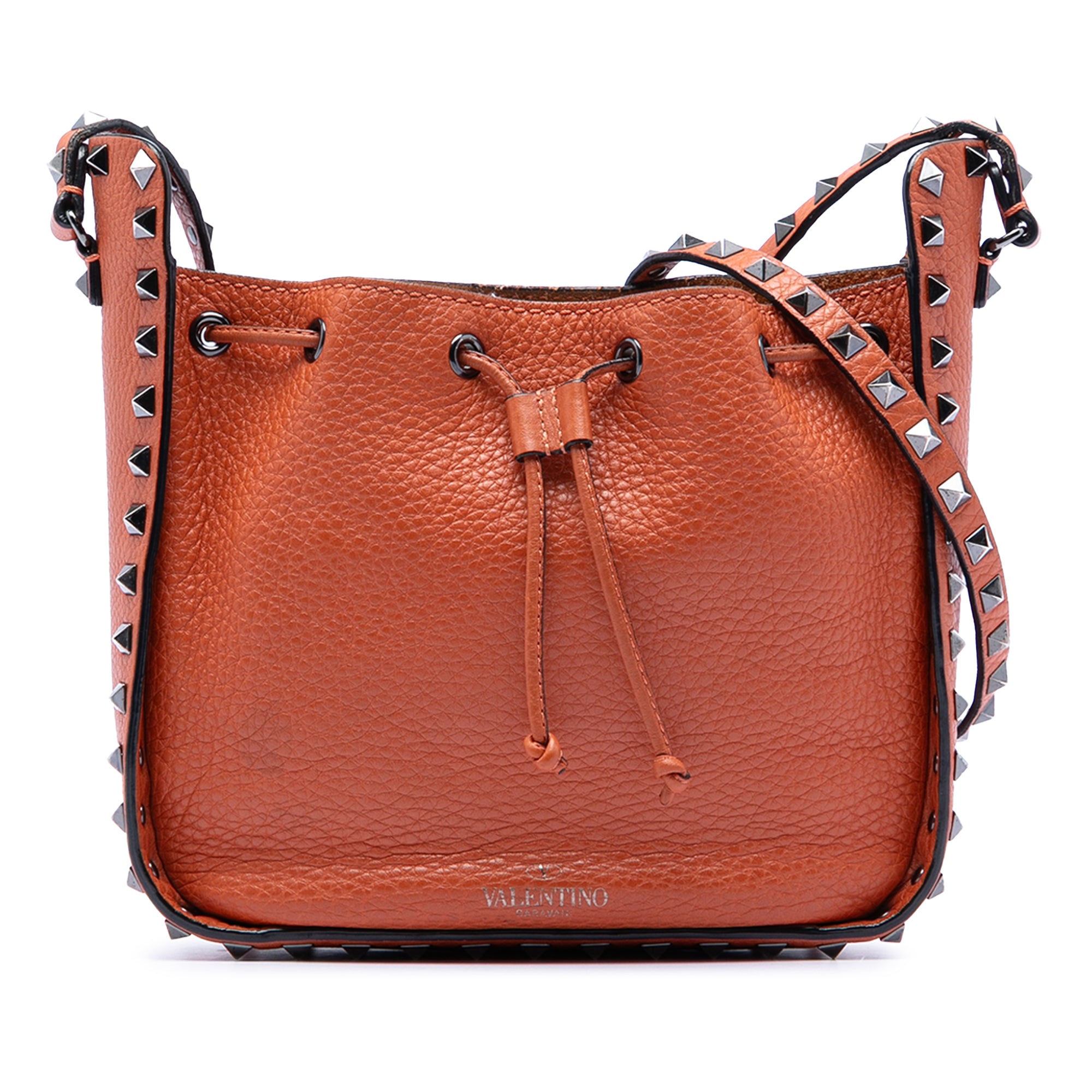 Grained Calfskin Rockstud Bucket Bag - Image 1