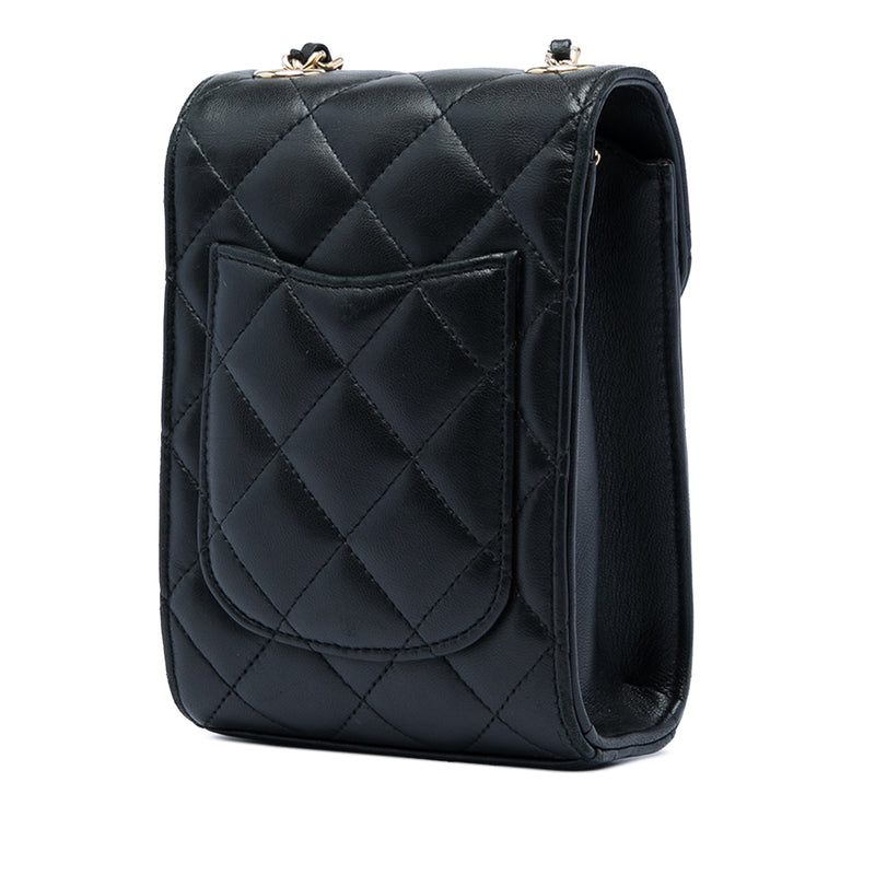 CC Quilted Lambskin Phone Holder with Chain - Image 2