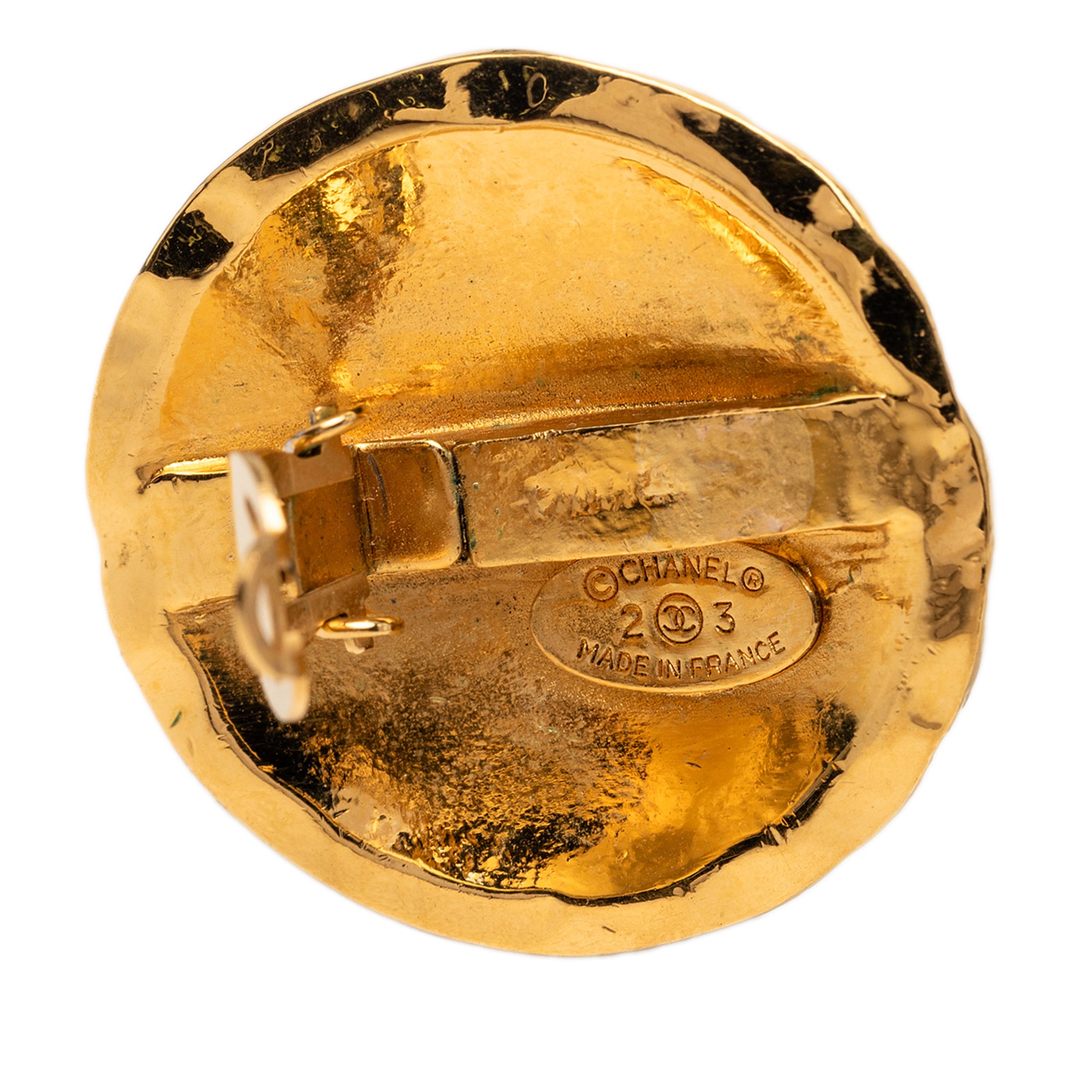 CC Quilted Gold Plated Round Clip On Earrings - Image 3