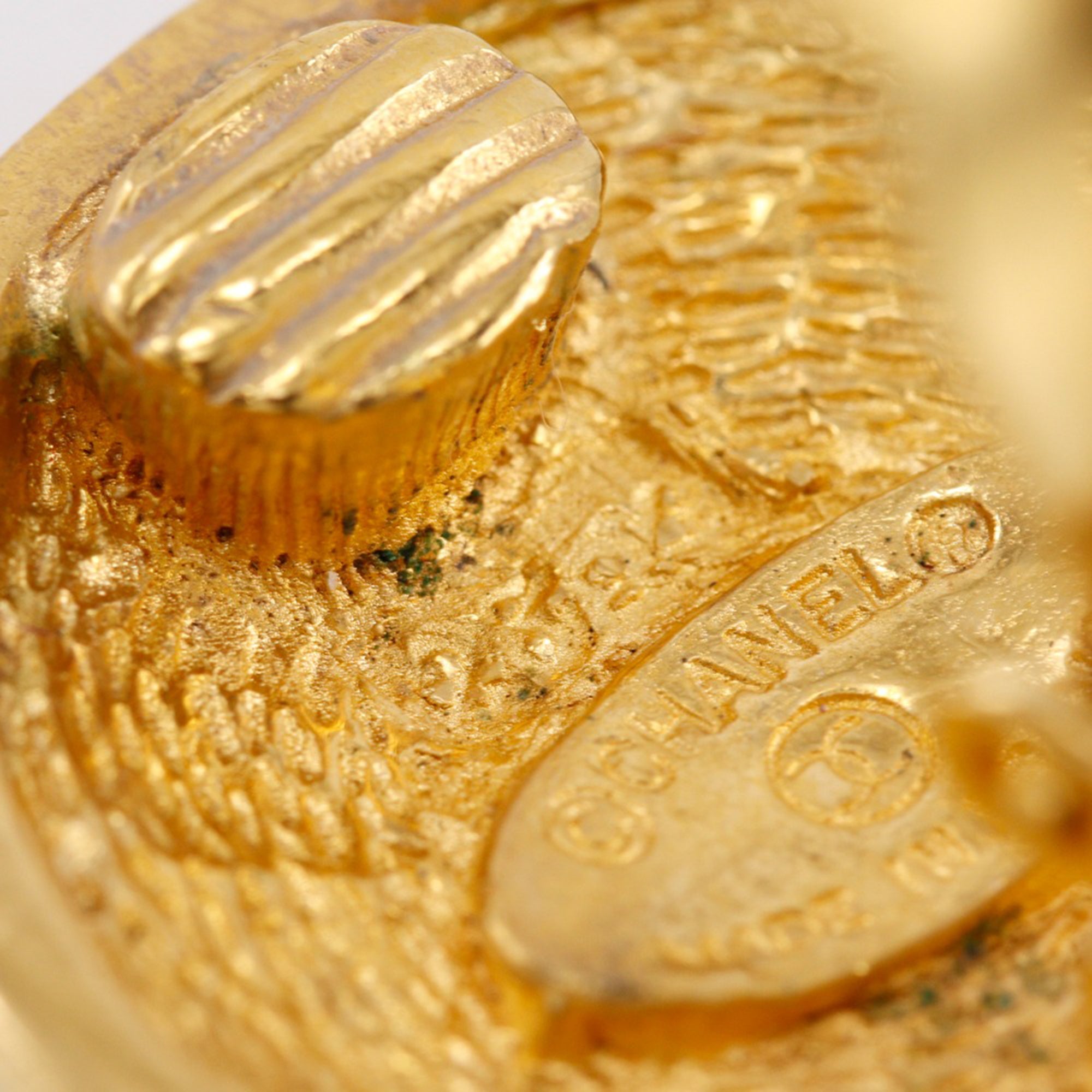 CC Gold Plated Quilted Round Clip On Earrings - Image 6