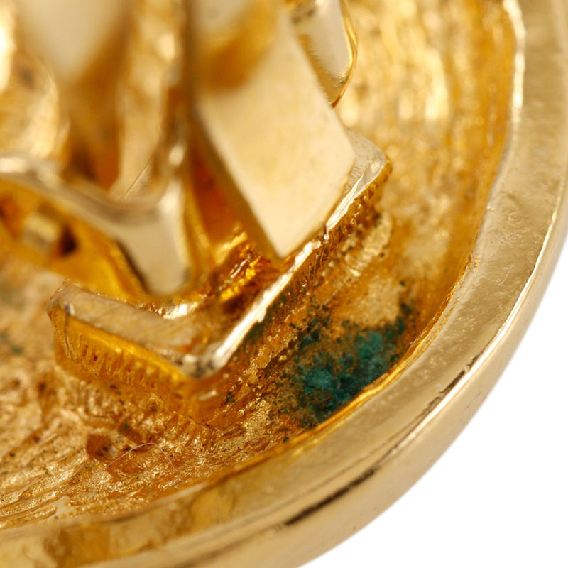 CC Gold Plated Quilted Round Clip On Earrings - Image 8