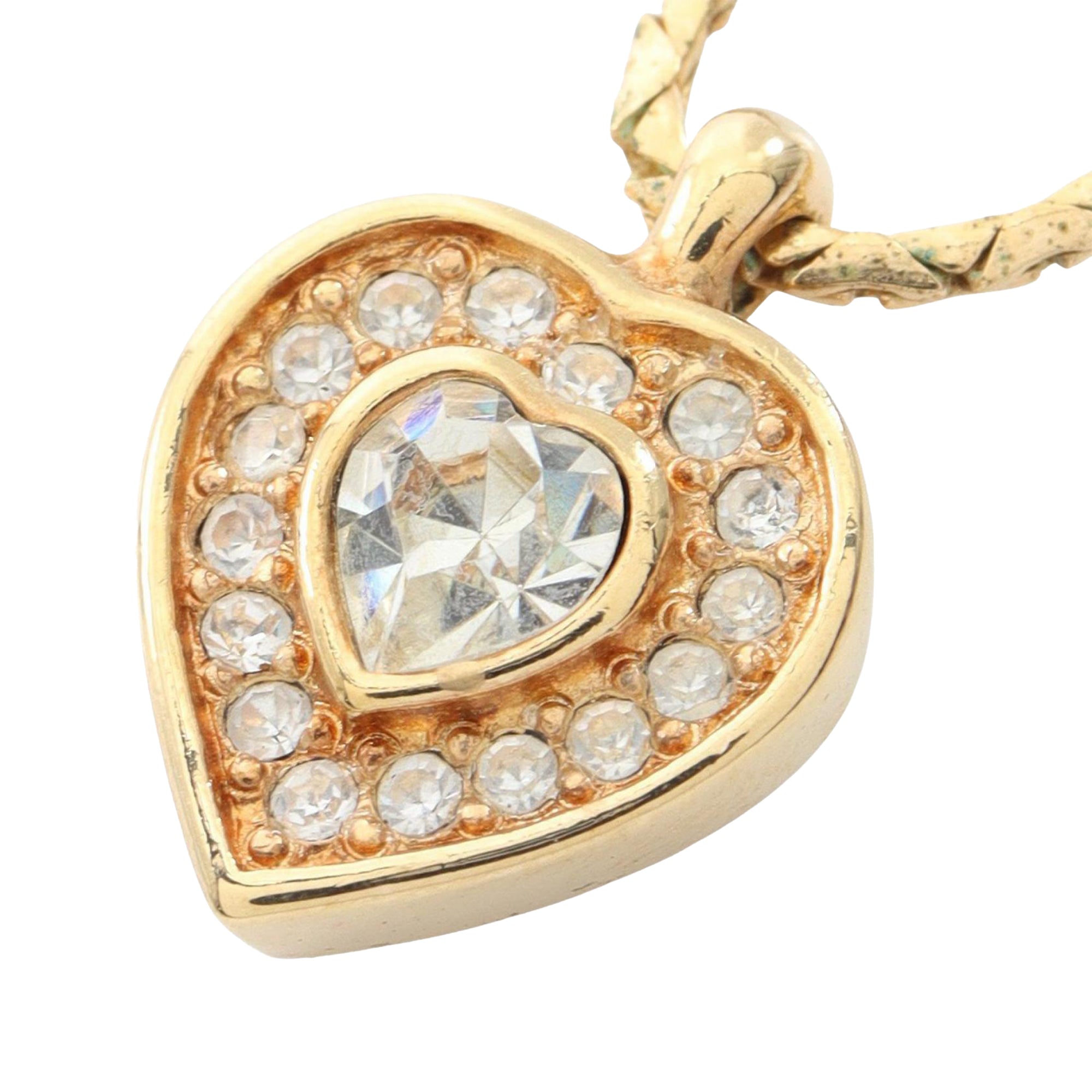 Gold Plated Strass Heart Pendant Necklace - Image 1