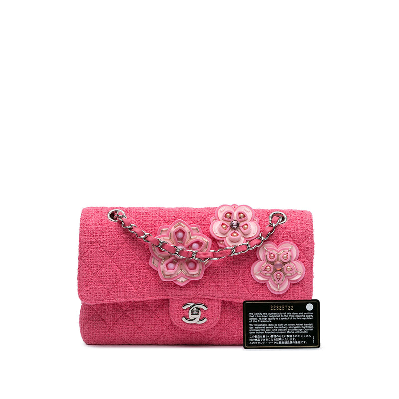 Medium Classic Tweed Beaded Flower Double Flap - Image 13