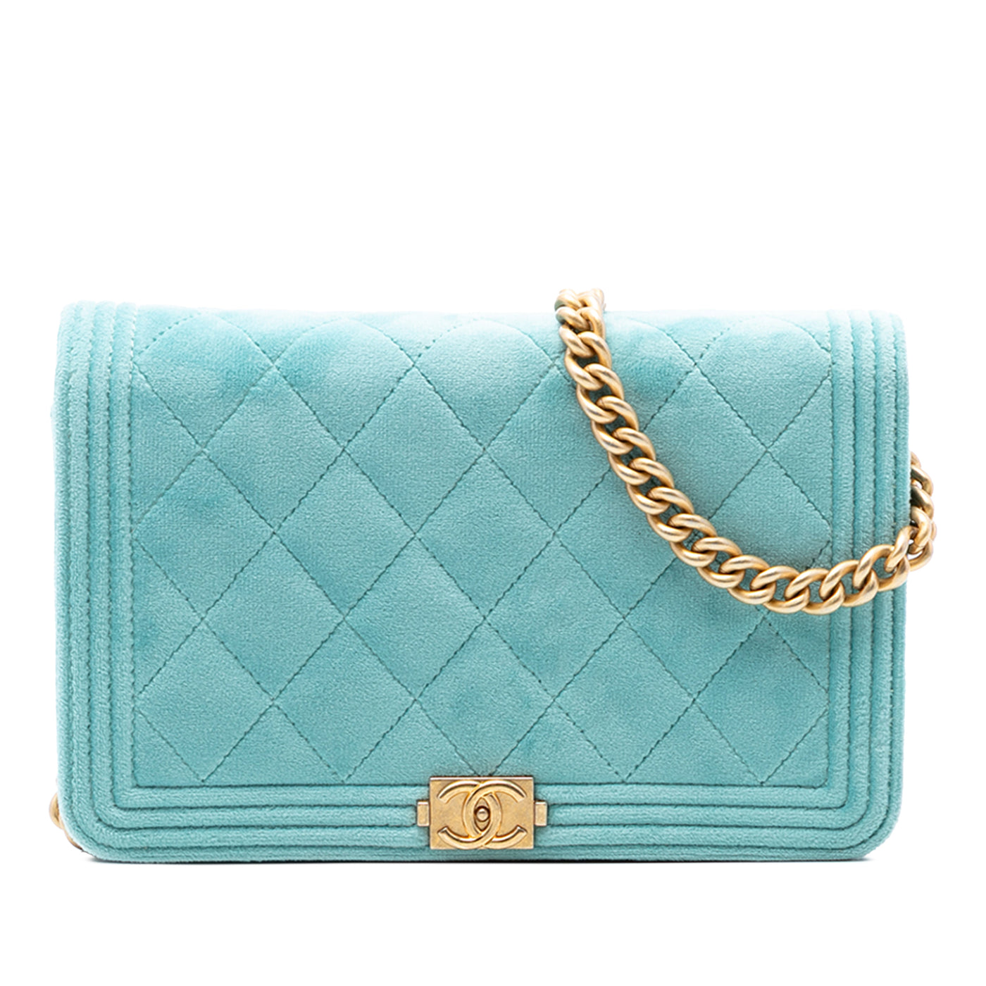 Quilted Velvet Boy Wallet On Chain - Image 1