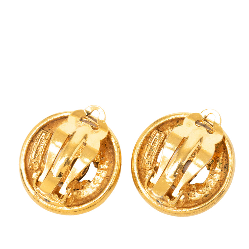 CC Gold Plated Round Clip On Earrings - Image 2