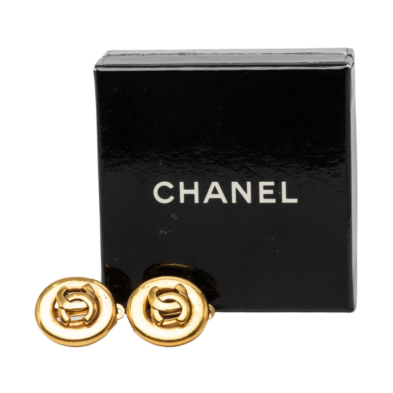 CC Gold Plated Round Clip On Earrings - Image 4