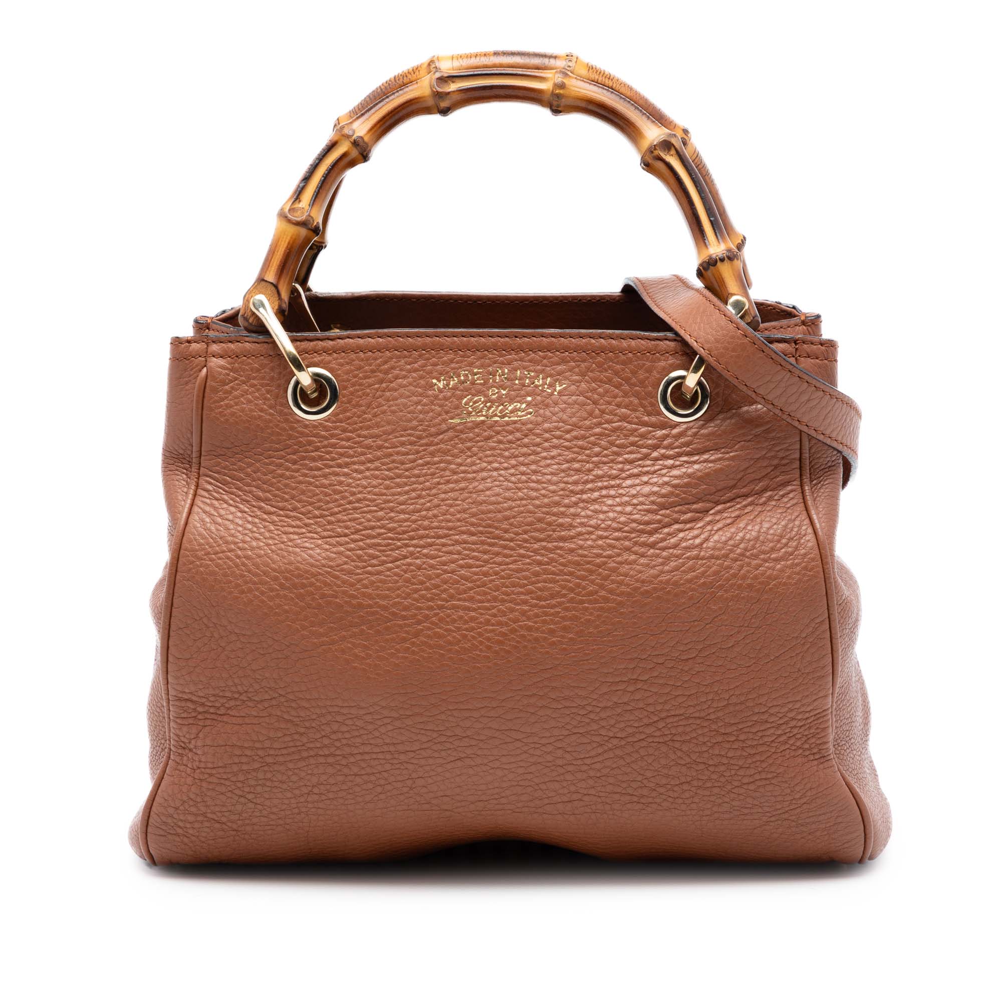 Small Calfskin Bamboo Shopper Satchel - Image 1