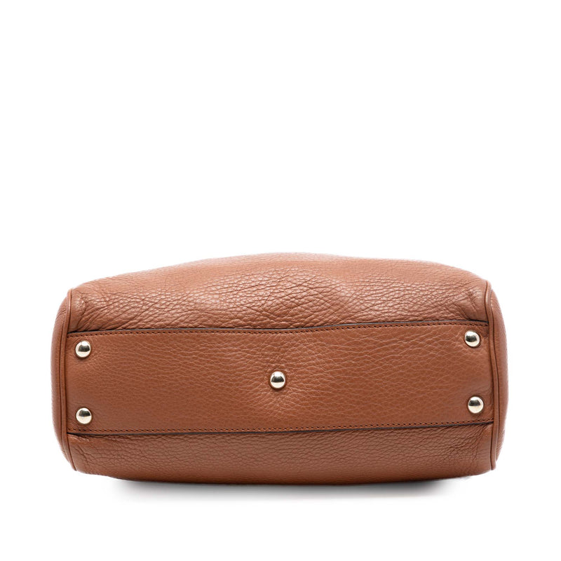 Small Calfskin Bamboo Shopper Satchel - Image 3