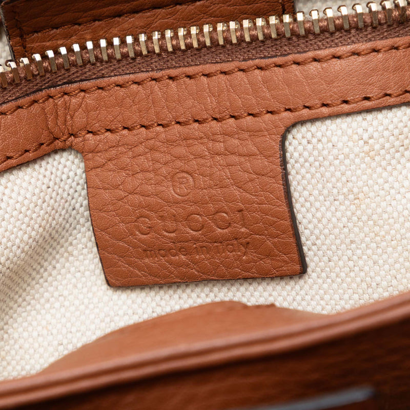 Small Calfskin Bamboo Shopper Satchel - Image 5