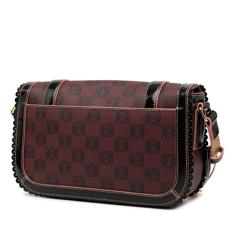 Sequin Trimmed Anagram PVC Coated Canvas Double Buckle Flap Shoulder Bag - Image 2