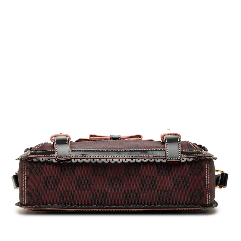 Sequin Trimmed Anagram PVC Coated Canvas Double Buckle Flap Shoulder Bag - Image 3