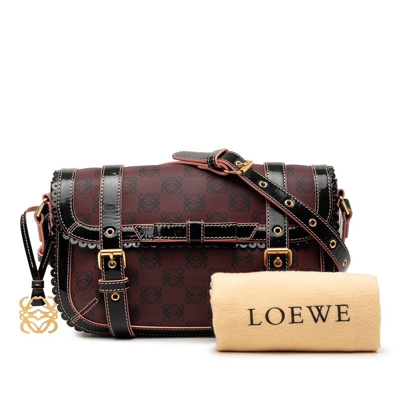Sequin Trimmed Anagram PVC Coated Canvas Double Buckle Flap Shoulder Bag - Image 7