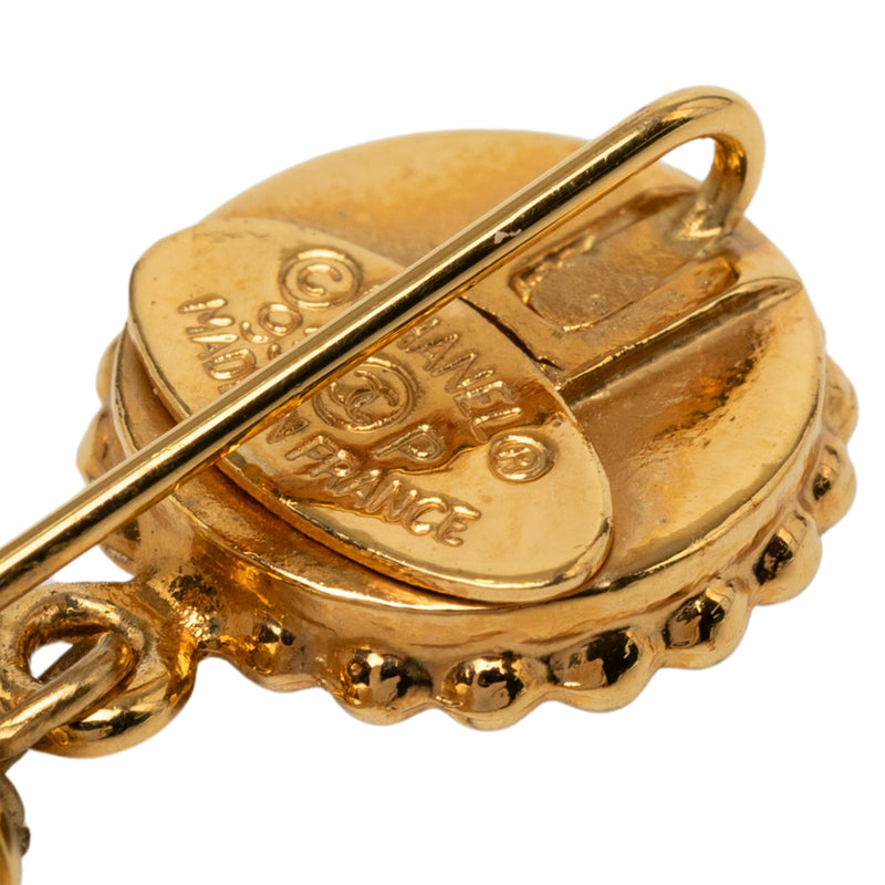 Gold Plated Clover Faux Pearl Drop Brooch - Image 4