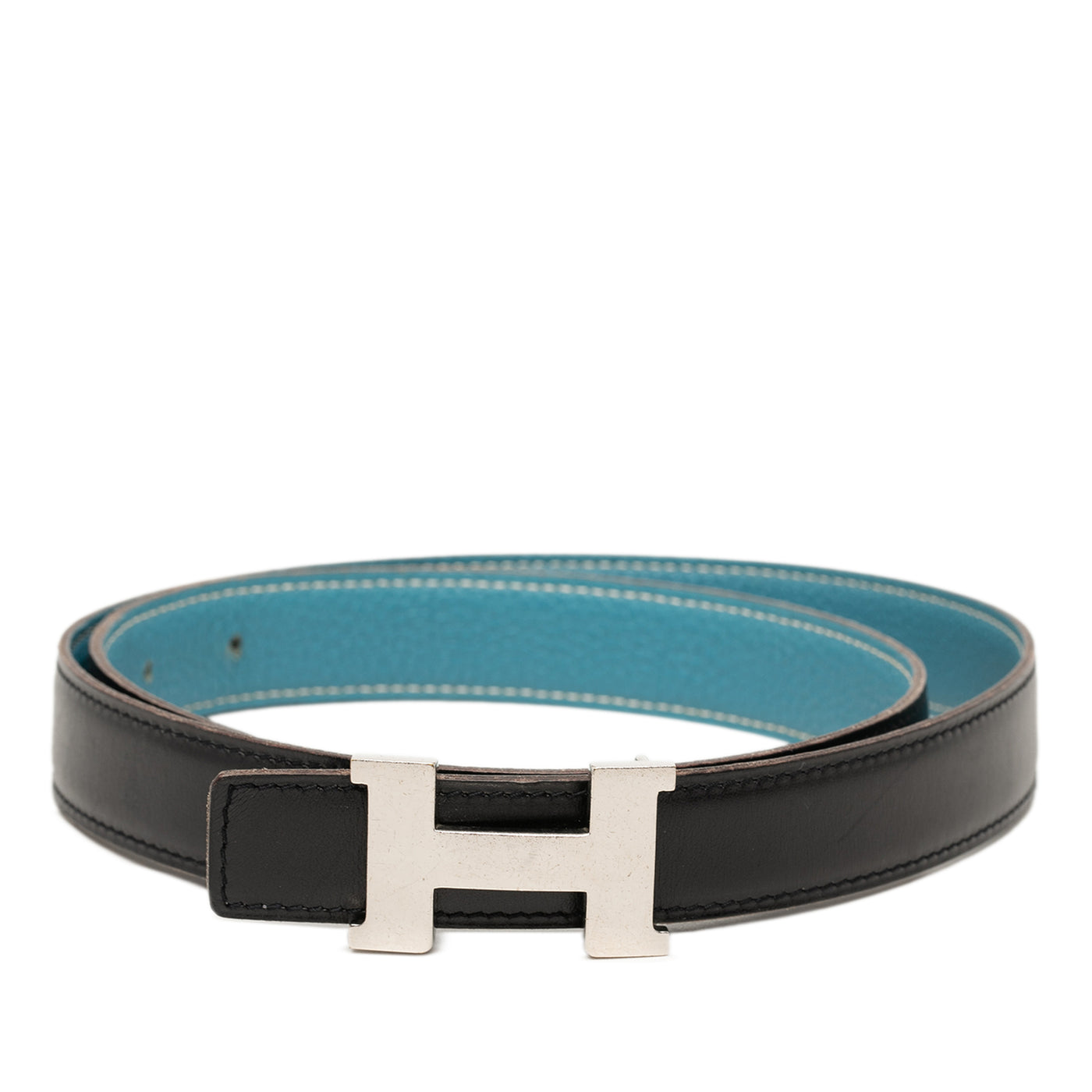 Box Calf and Togo Constance H Reversible Belt - Image 1