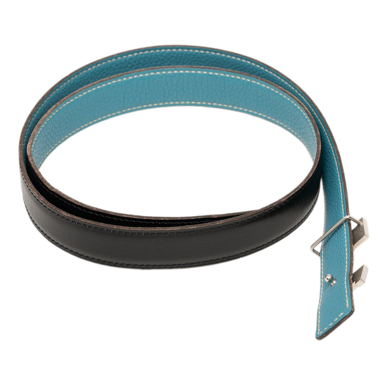 Box Calf and Togo Constance H Reversible Belt - Image 4