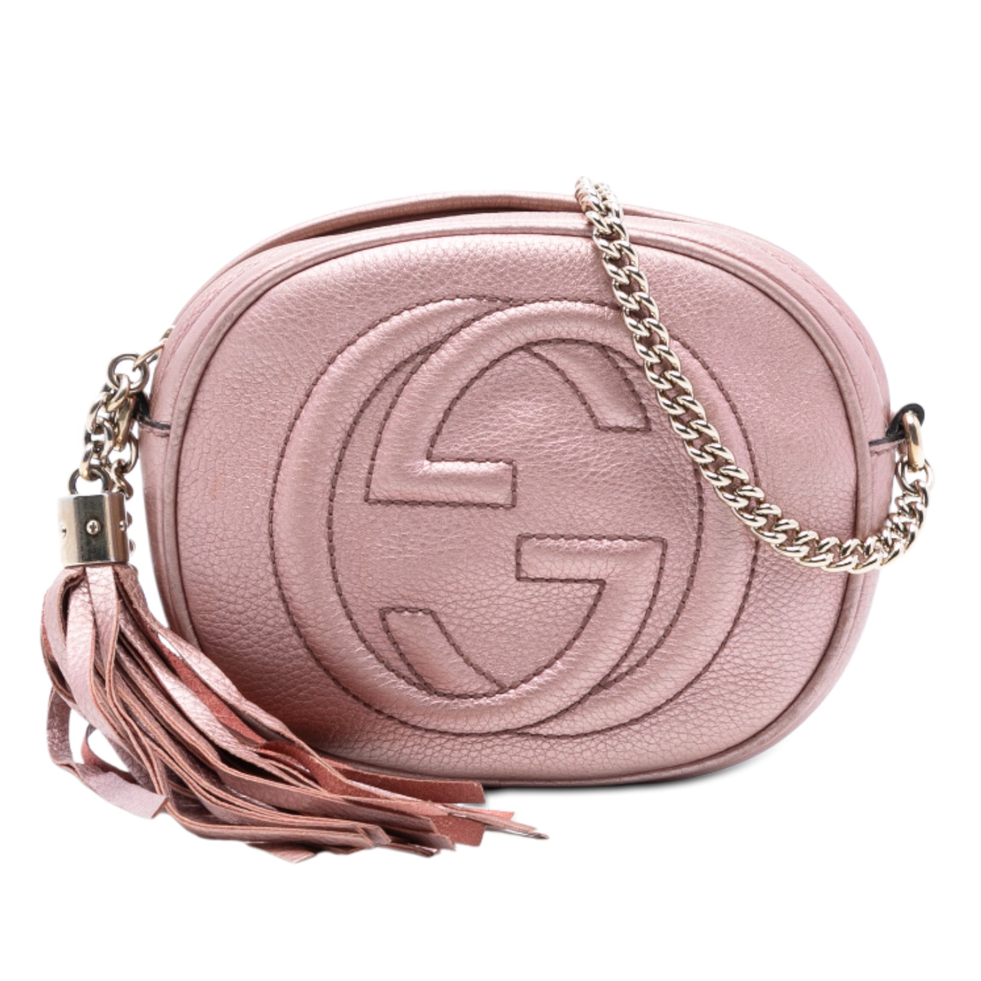 Mini Metallic Pebbled Calfskin Soho Chain Crossbody - Image 1