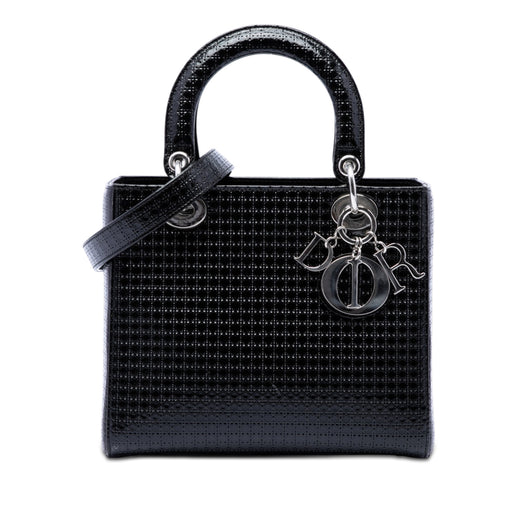 Medium Metallic Patent Microcannage Lady Dior - Image 1