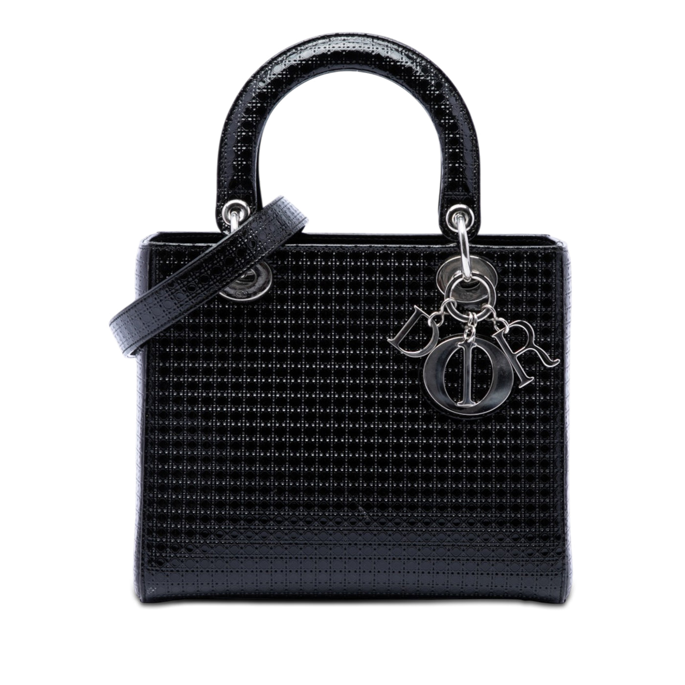 Medium Metallic Patent Microcannage Lady Dior - Image 1