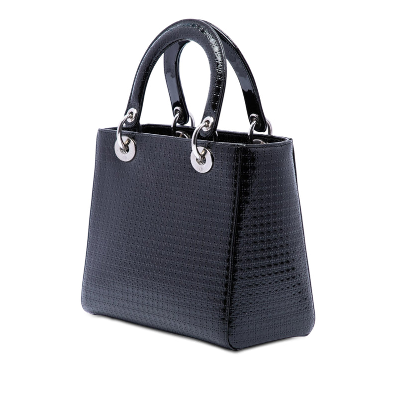 Medium Metallic Patent Microcannage Lady Dior - Image 2