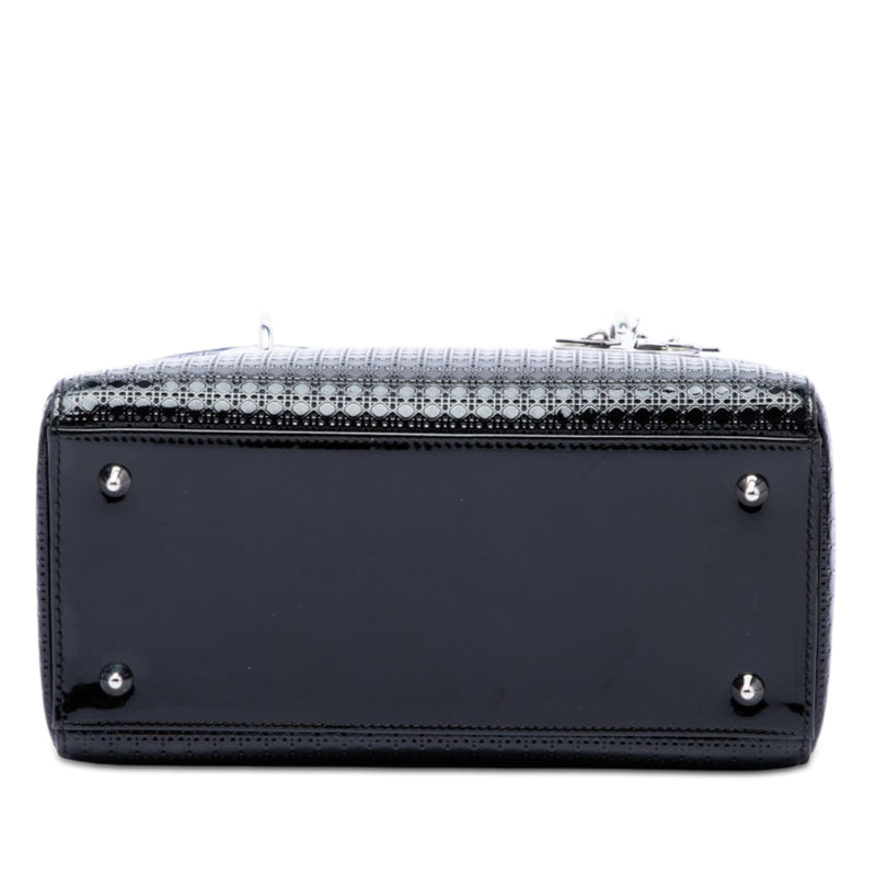 Medium Metallic Patent Microcannage Lady Dior - Image 3