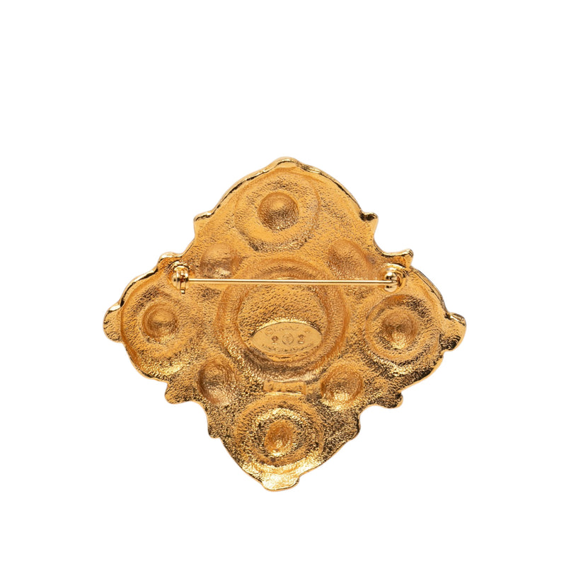 Gold Plated Rhombus Faux Pearl Brooch - Image 2