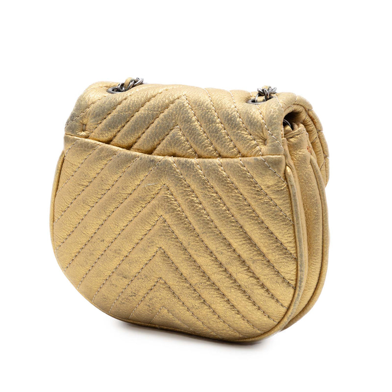 CC Chevron Metallic Aged Calfskin Bubble Flap - Image 2