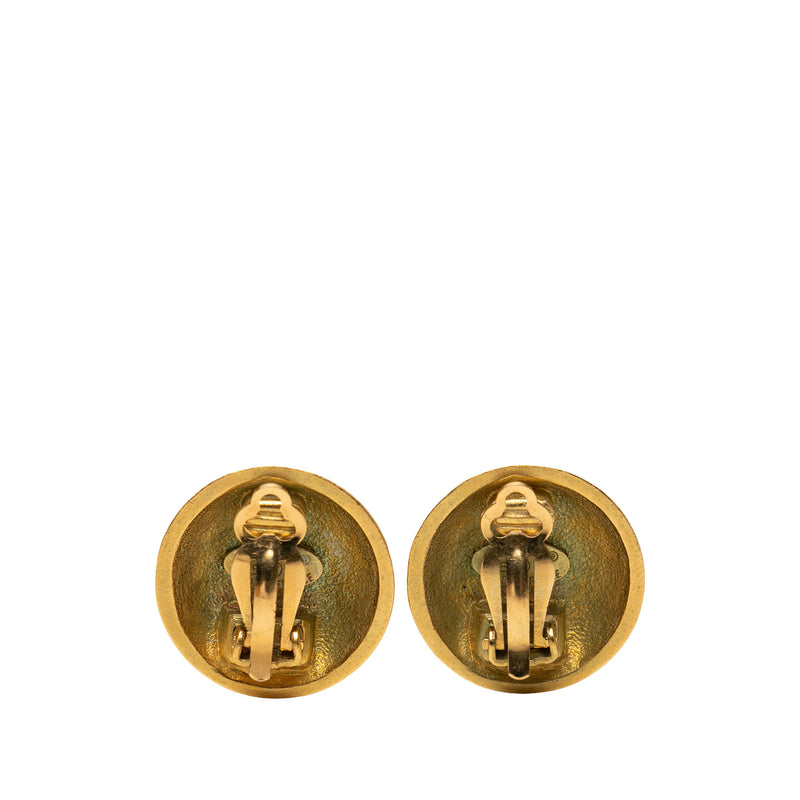 CC Gold Plated Round Clip On Earrings - Image 2