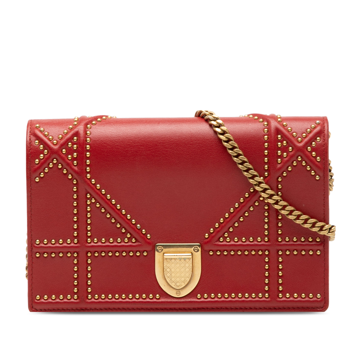 Studded Lambskin Diorama Wallet on Chain - Image 1