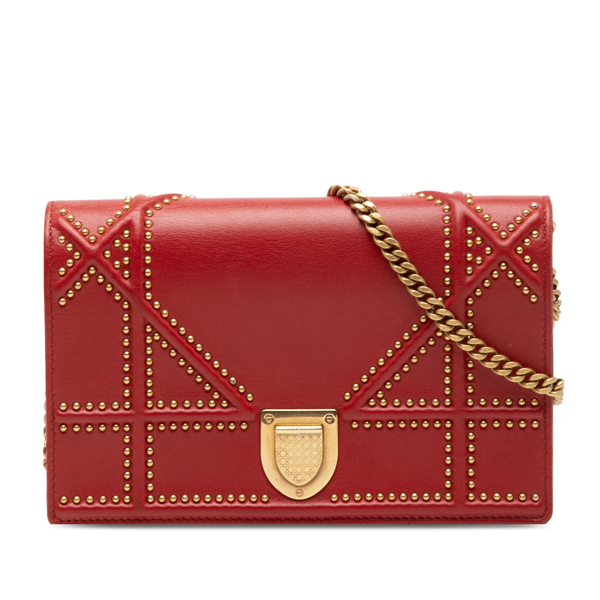 Studded Lambskin Diorama Wallet on Chain - Image 1
