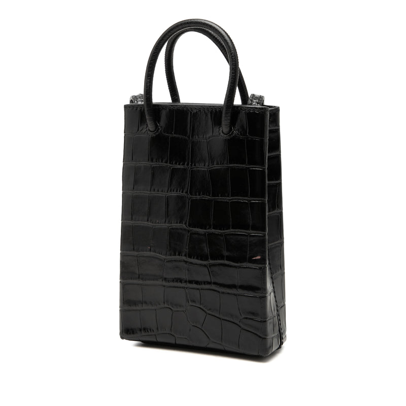 Mini Croc Embossed Leather Shopping Phone Holder - Image 2
